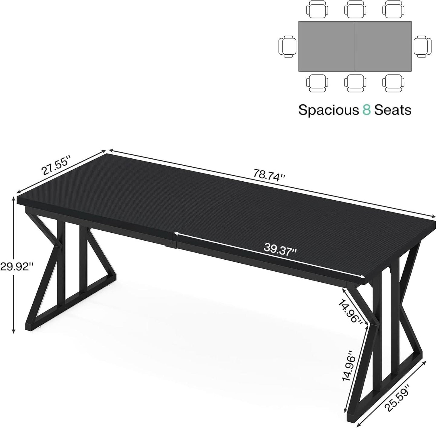 78.7 Inch Black Executive Desk Home Office Computer Desk-1