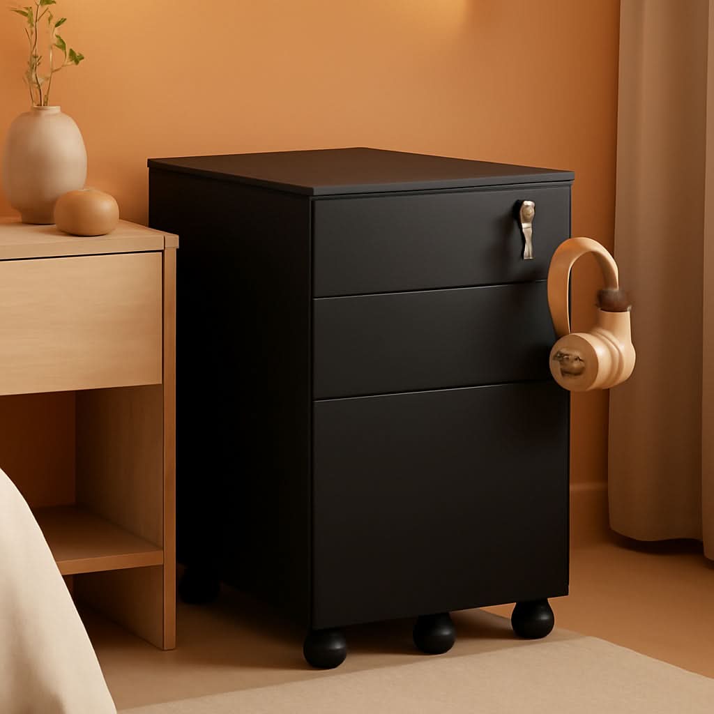 Three Drawer Locking File Cabinet - Black