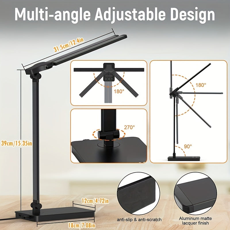 Lampe de bureau LED à double tête NNETM – 50 modes, commandes tactiles et mémoire intelligente