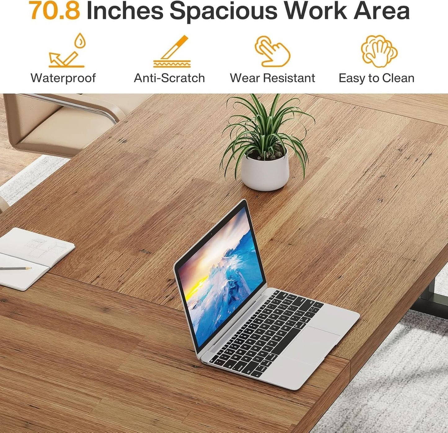 70.8 Inch Executive Desk Large Modern Home Office Desk-4