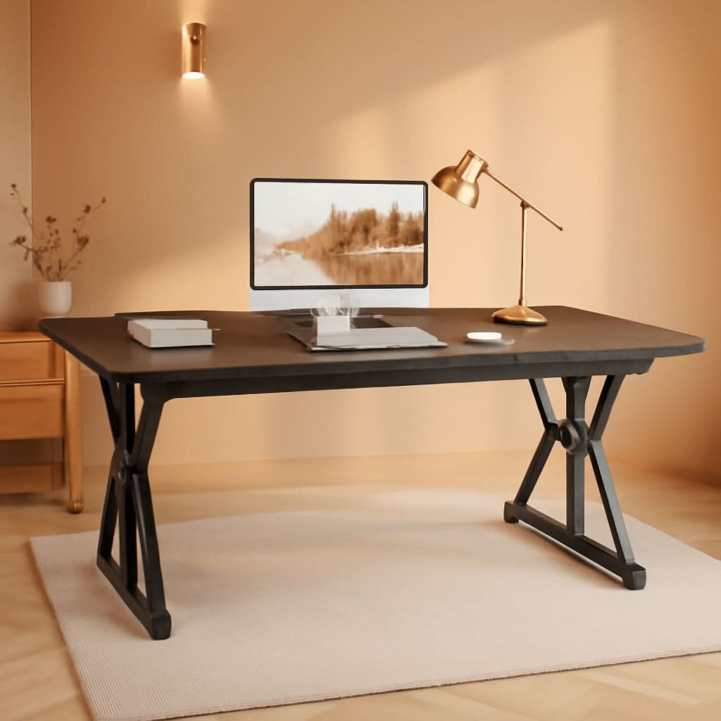 70.8 Inch Large Executive Desk Black Oak Wood Office Desk-0