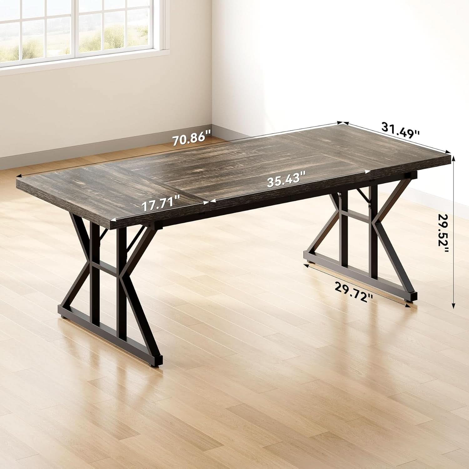 70.8 Inch Large Executive Desk Black Oak Wood Office Desk-2