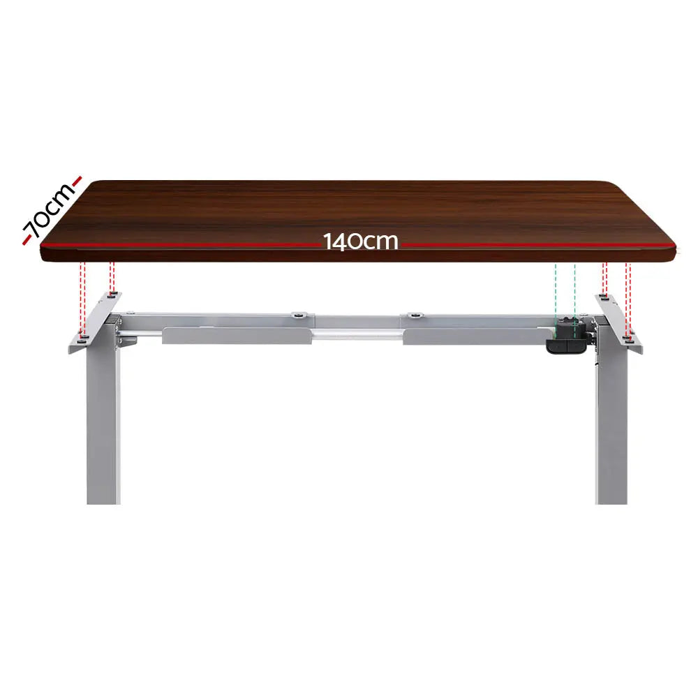 Motorized Standing Desk 140cm — Wood Grain Walnut, Height Adjustable