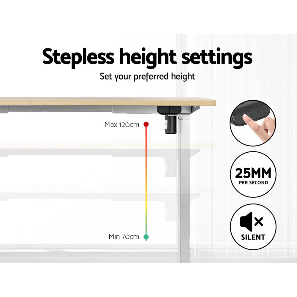 NNEDSZ Artiss Standing Desk Motorised Sit Stand Desks White Oak 120CM-3