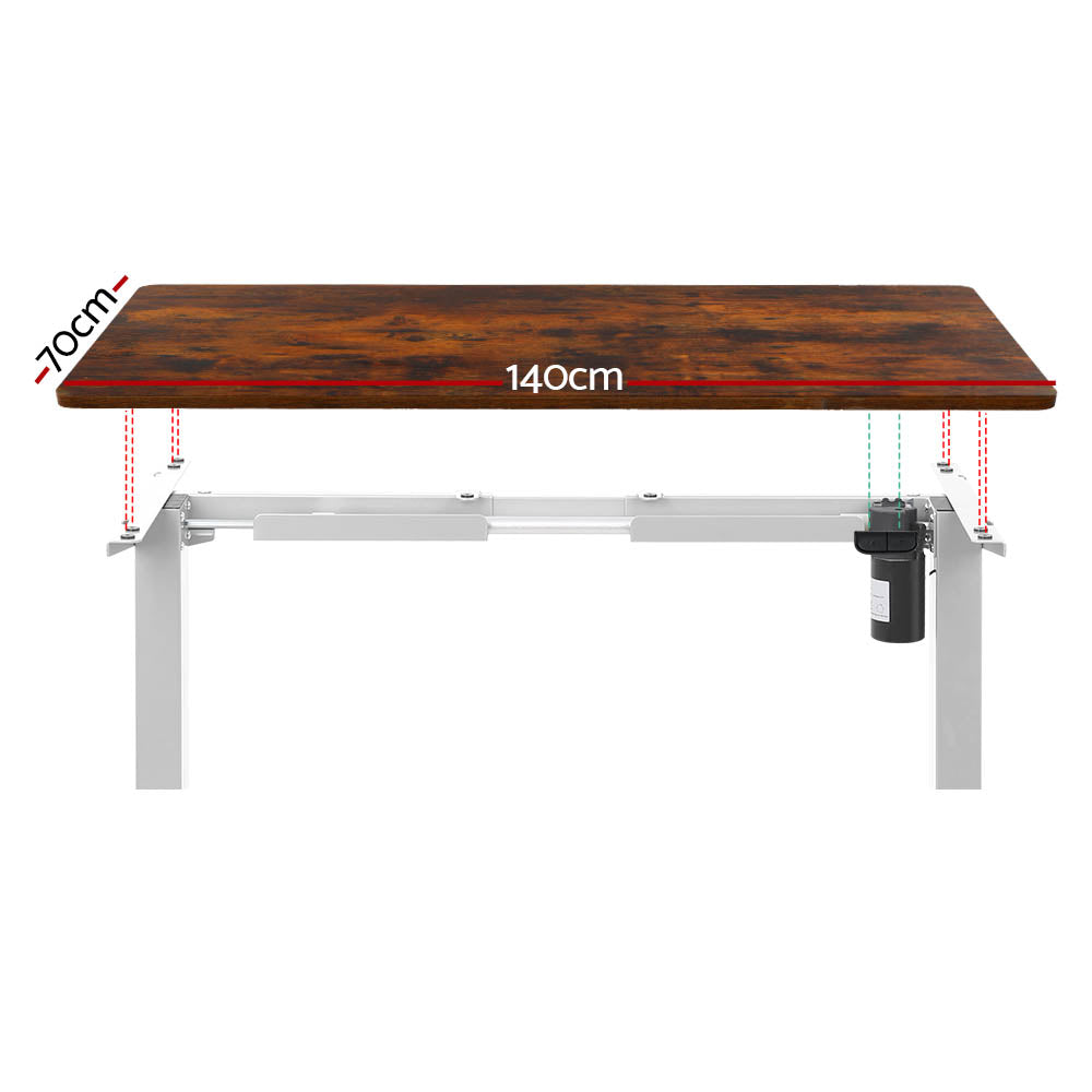 NNEDSZ Artiss Standing Desk Motorised Sit Stand Desks Rustic Brown 140CM-2