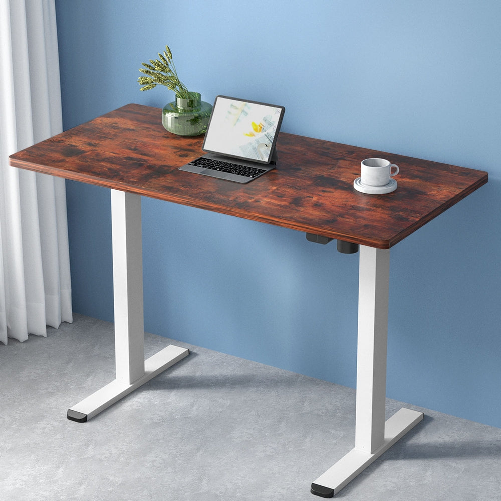 NNEDSZ Artiss Standing Desk Motorised Sit Stand Desks Rustic Brown 140CM-0