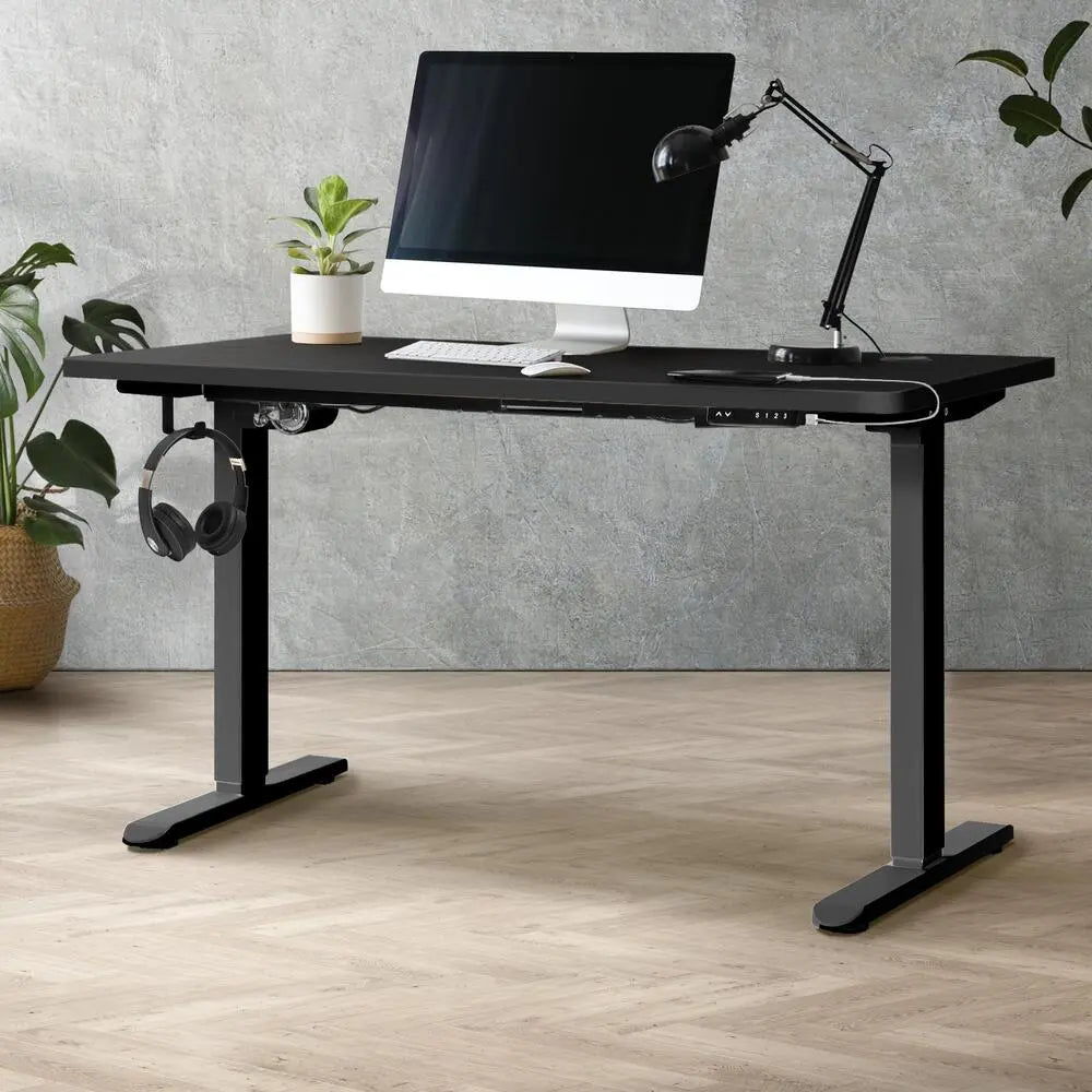 Electric Height-Adjustable Standing Desk — Motorized, Black