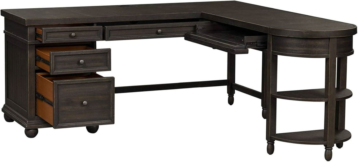 Contemporary L Shaped Desk USB Charging Drawer
