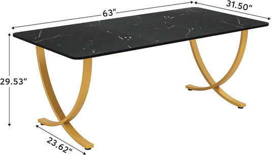 Executive Desk 63 Inch Wide Black And Gold Office Desk-1