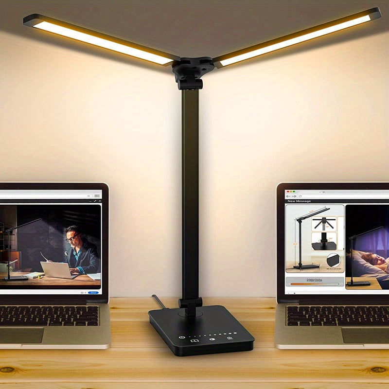Lampe de bureau LED à double tête NNETM – 50 modes, commandes tactiles et mémoire intelligente