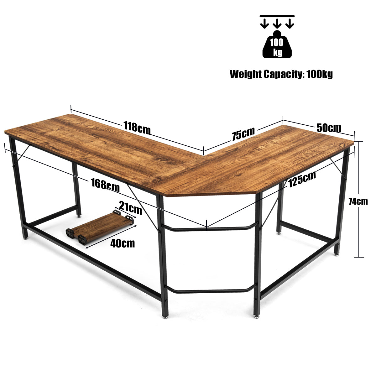 Wood L-Shaped Computer Desk